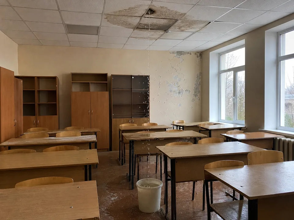 Крыша школы протекает, во время дождя в классах ставят тазы — Волгоград